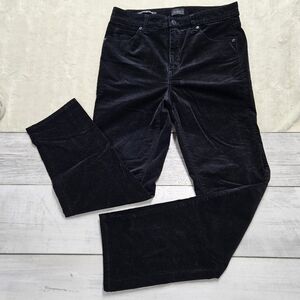 Talbots Corduroy Straight Leg Pants Womens Size 8 Black High Rise Preppy